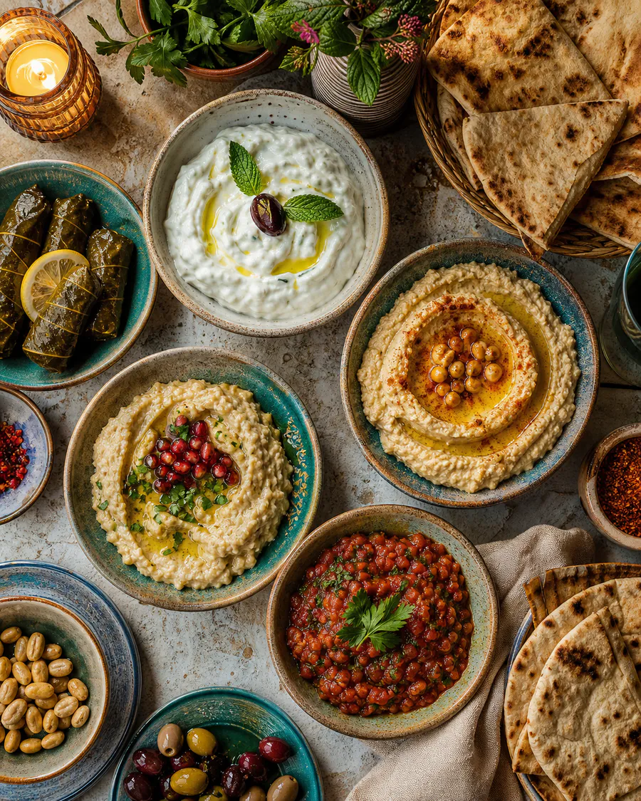 Auswahl hausgemachter türkischer Meze